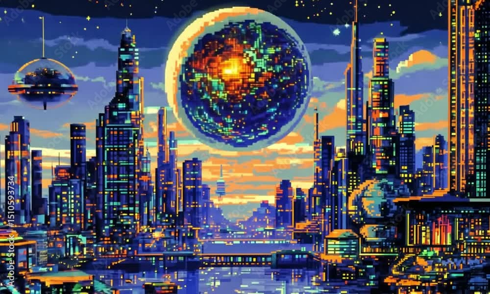 Futuristic Cityscape at Night