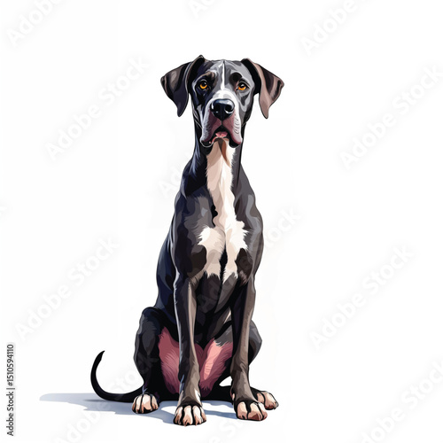 Adorable Cartoon Great Dane Puppy Vector Illustration