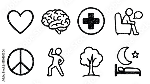 Hand-Drawn Wellness Icons