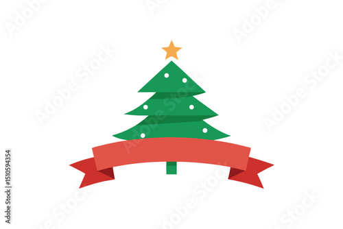 stylized-christmas-tree-banner-with-ribbon-and-sta.eps