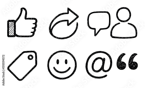 Hand-Drawn Social Icons