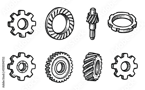 Hand-Drawn Gear Icons