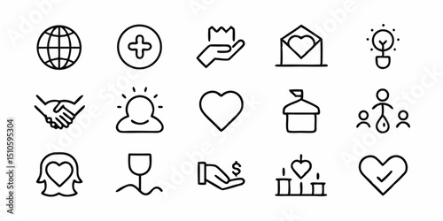 Care icon design thin line charity symbol representing generosity and sympathy
