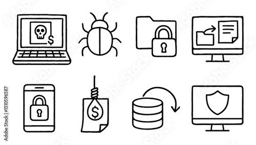 Cybersecurity Icon Sketches
