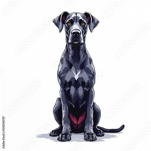 Adorable Cartoon Great Dane Puppy Vector Illustration