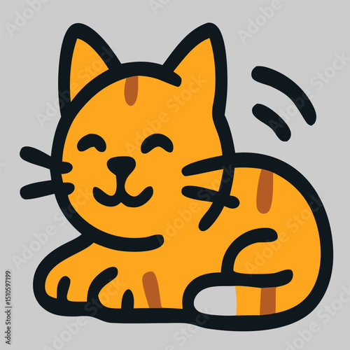 Sleeping orange cat curled up in cute position. Flat icon vector style perfect for pet-related content, children's books, or cozy illustrations.