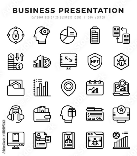 Business Presentation icon pack for your website. mobile. presentation. and logo design.