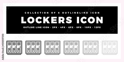 Collection of 6 Outline Lockers Icons