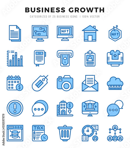 Business Growth icons Pack. Two Color icons set. Business Growth collection set.