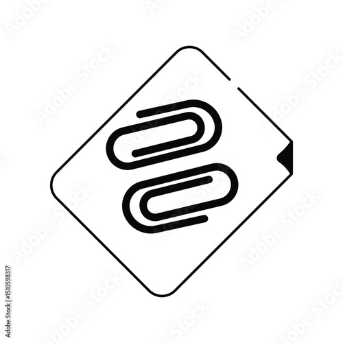 Paperclip  glyph icon with white background vector stock illustration