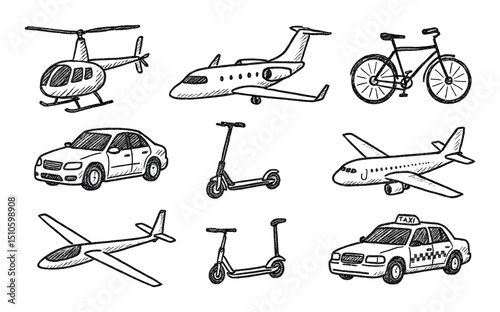 Hand-Drawn Transport Icons