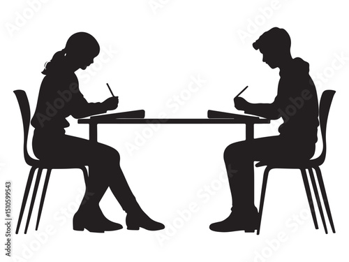 silhouettes of students studying