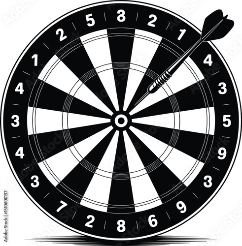Dartboard Bullseye Silhouette Vector Illustration Target Accuracy Illustration with Dart.