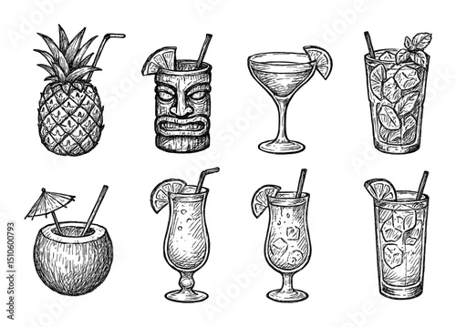 Tropical Cocktails Icons