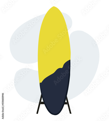 surfing boards on a beach.Surfboard vector flat material design