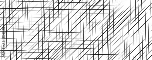 Black cross hatch seamless texture. Straight line repeated pattern surface. Rough sackcloth fabric background. Crosshatch linen canvas burlap overlay wallpaper. Vector textile backdrop