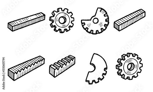Hand-Drawn Gear Icons