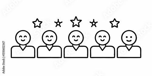 High quality customer review icon set in line style for quality rating and feedback systems