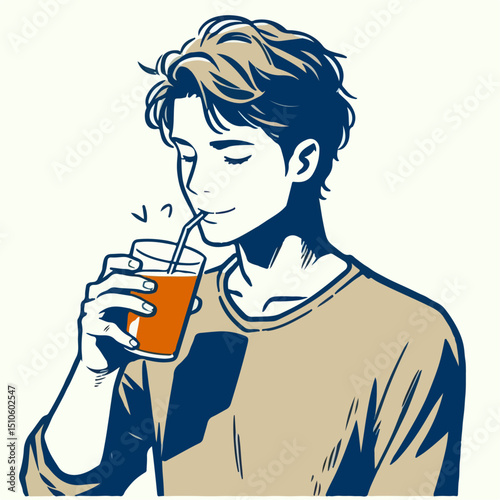 illustration of someone drinking juice 
