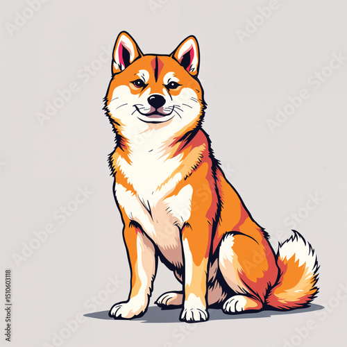 Adorable Cartoon Shiba Inu Puppy Vector Illustration