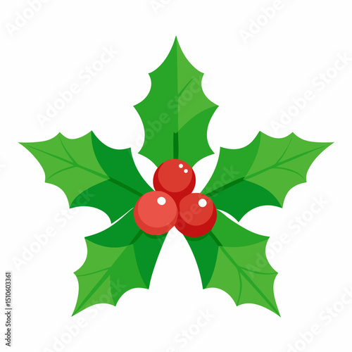 christmas holly with red ribbon