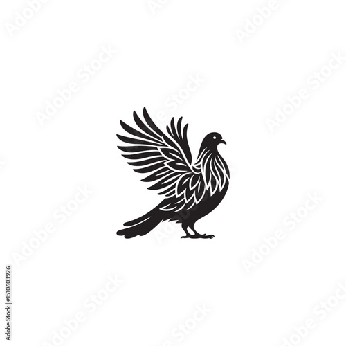 **"Elegant Nicobar Pigeon Vector Silhouette: Exotic Bird Design Featuring Long Hackles, Compact Body, and Grounded Stance in Clean, Minimalist Style for Crafts and Digital Art Projects"**
