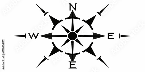 Compass direction guide logo and twelve related icons design set for branding and navigation
