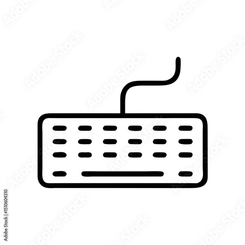 Wired Keyboard Icon Outline Vector Illustration
