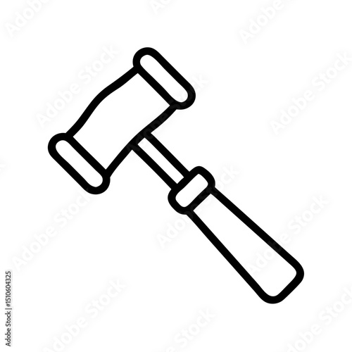 Line Art Judge Gavel Icon for Legal and Auction Use
