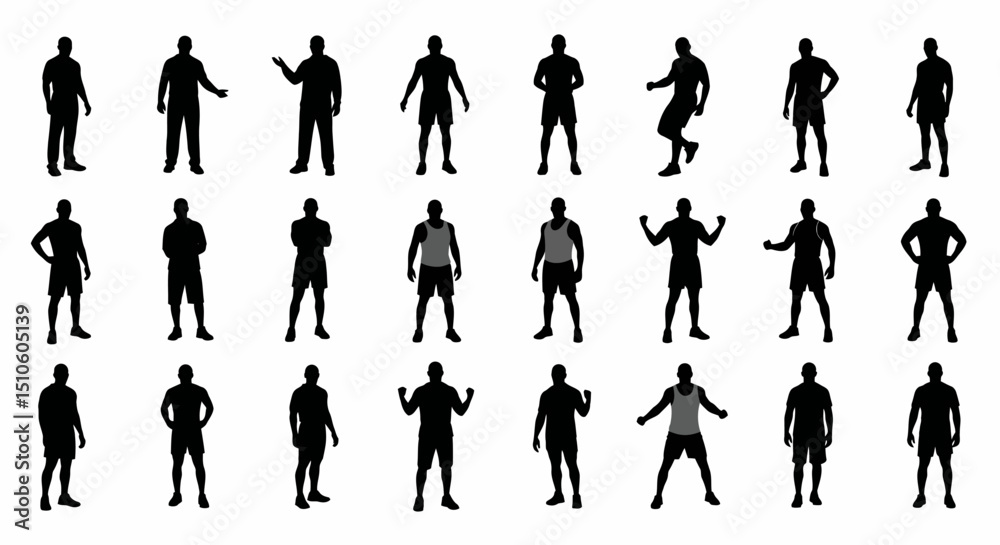 Silhouette Collection of Standing Men in Various Poses Silhouette Collection of Standing Men in Various Poses