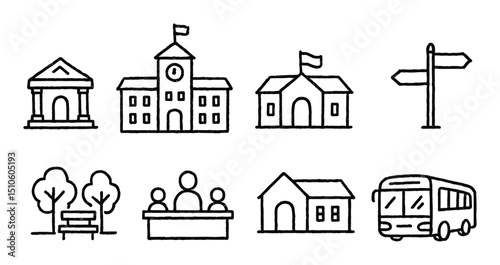 Hand-Drawn City Icons