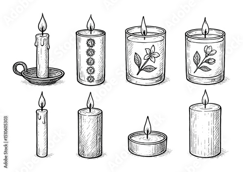 Hand-Drawn Candle Icons