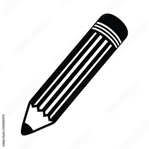 pencil Icon Silhouette Vector In White Background, vector of black silhouette of pencil with fully editable