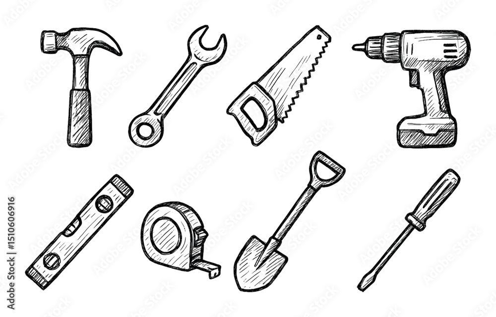 Obraz premium Hand-Drawn Tool Icons