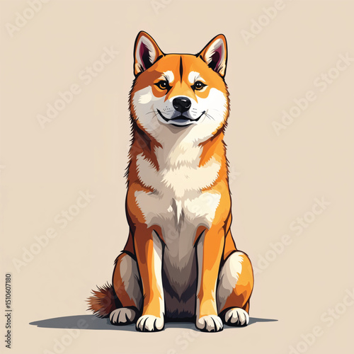 Adorable Cartoon Shiba Inu Puppy Vector Illustration