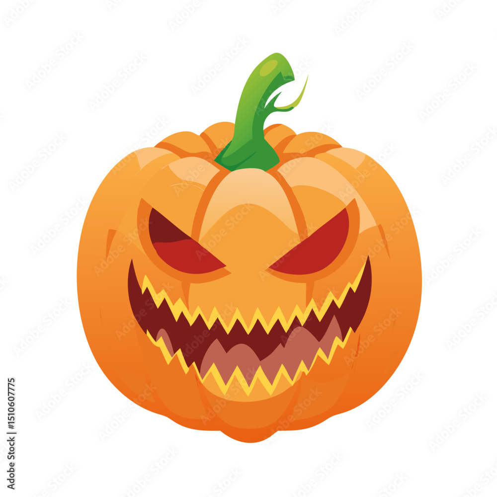 Vector illustration of jack-o’-lantern with sharp teeth on white background Vector illustration of jack-o’-lantern with sharp teeth on white background
