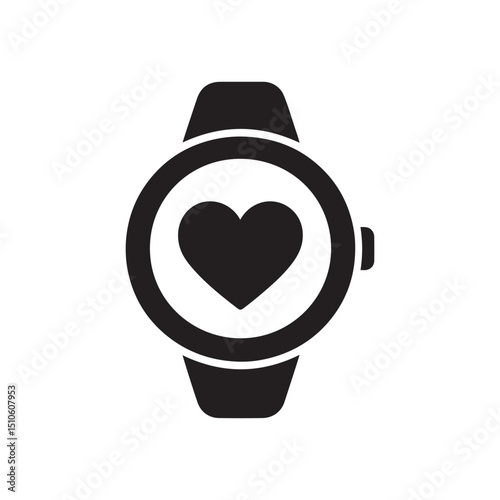 smartwatch icon featuring heart symbol representing health and fitness tracking in wearable technology