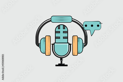 Classic microphone and headphone vector image template
