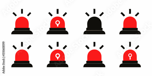 Flat style emergency siren warning icon design for alert systems
