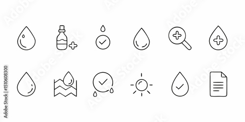 Dermatologically tested icon design single line art style icon for skincare or cosmetic products