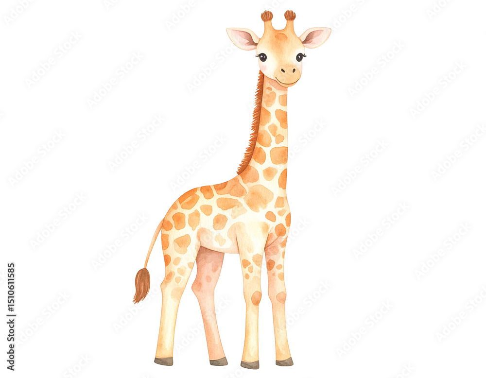 Fototapeta premium Watercolor Giraffe Icon – Soft Pastel Style