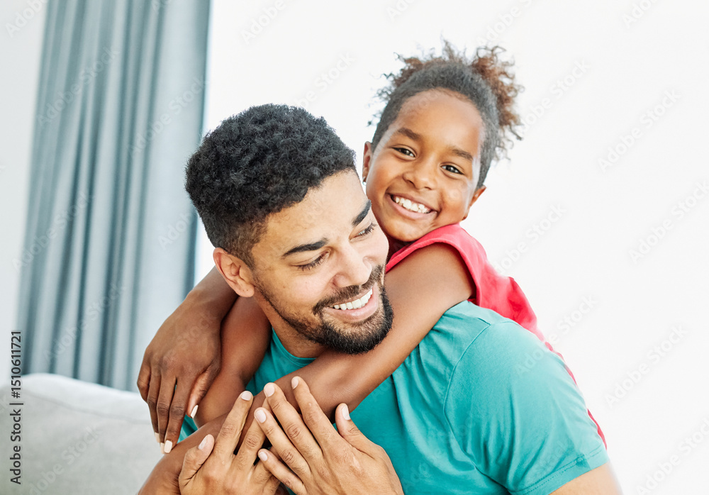 Obraz premium Portrait of father and daughter having fun at home