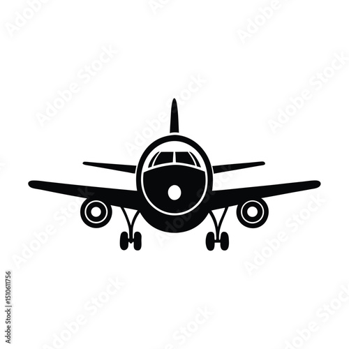 Set of plane take off flying silhouette vector illustration on white background 