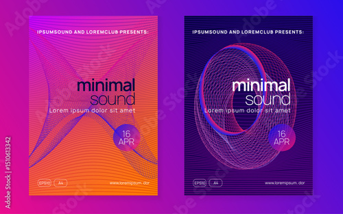 Discotheque Design. Music Electro Template. Pink Edm Poster. Soundwave Radio Invitation. Blue Dance Background. Night Club Magazine. Festival Invite. Violet Discotheque Design