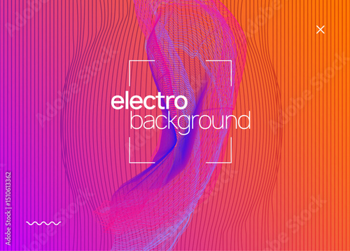 Dance Flyer. Trance Invite. Sound Set. Green Edm Poster. Discotheque Electro Element. Soundwave Audio Illustration. Violet Dj Design. Pink Dance Flyer