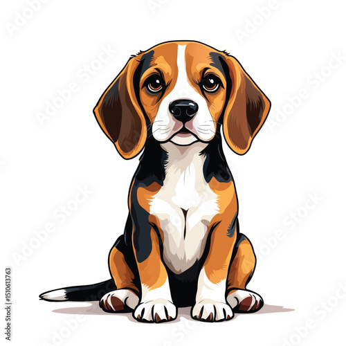 Adorable Cartoon Beagle Puppy Vector Illustration