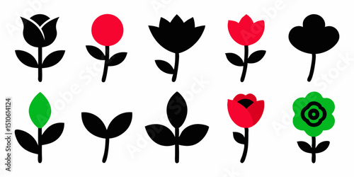 Floral design featuring roses red buds pink buds and green leaves a detailed botanical illustration