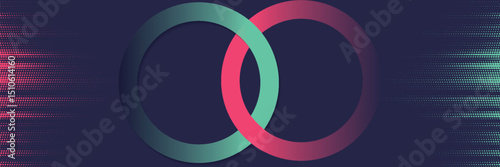 Abstract Intertwined Teal Pink Rings Circular Design Gradient Background Modern Minimalist Technology Concept Digital Art - background - high quality