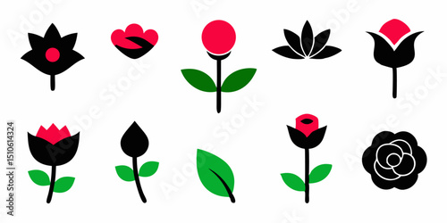 Elegant floral design featuring red and pink rose buds with lush green leaves