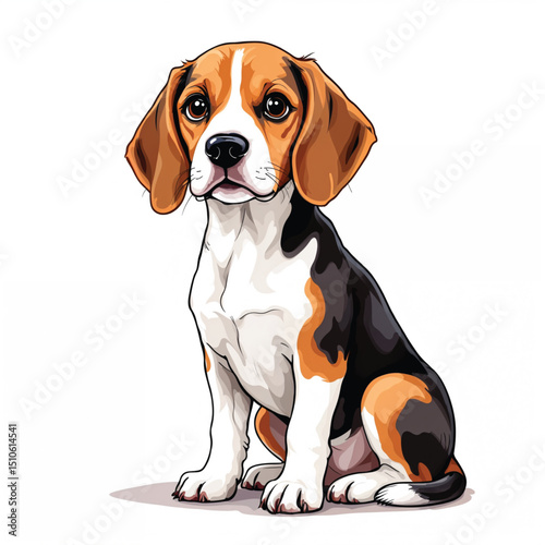 Adorable Cartoon Beagle Puppy Vector Illustration